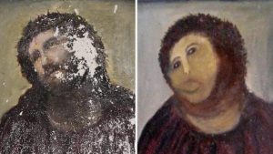 before and after - restoration of Ecce Homo